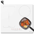 Karinear Induction Hob 4 Zones with Plug, 59CM, 3500W, White Ceramic Glass, Combination Zones, Sliding Controls, 9 Power Levels