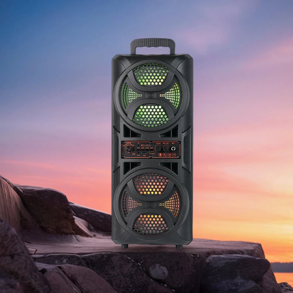 Bluetooth-Compatible Speaker Wireless Stereo Speaker with Double Subwoofer Deep Bass Lights Outdoor Speaker for Home Party Gift