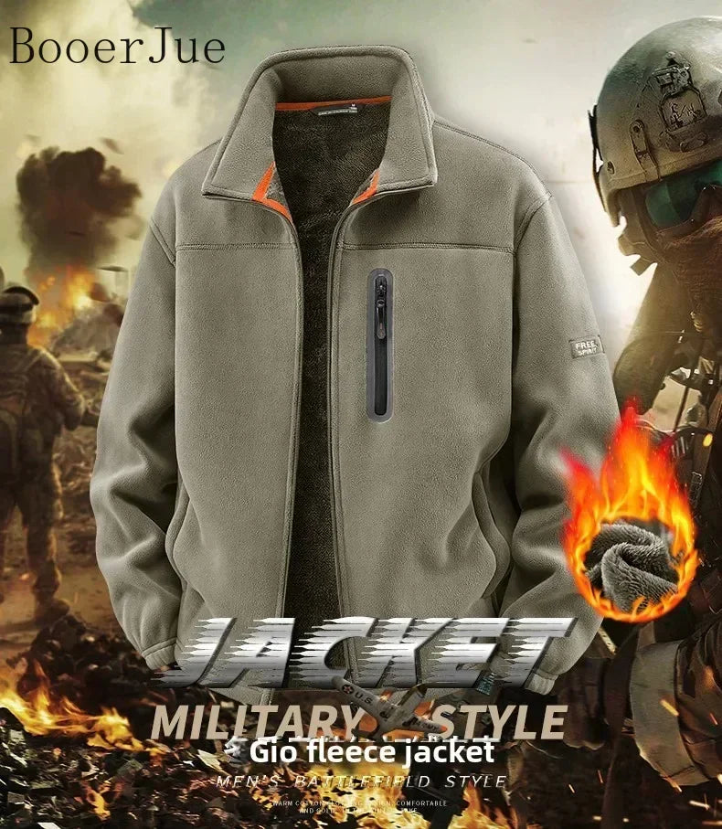 2026 Men Winter Double Thickened Fleece Jacket Outdoor Windproof Ski Coat Snow Warm Hiking Cycling Climbing Pocket Sweatshirt