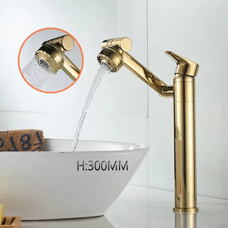 1080° Swivel Bathroom Sink Faucet Basin Faucet Mixer Deck Mounted Splash Proof Water Tap Shower Head Aerators Tapware