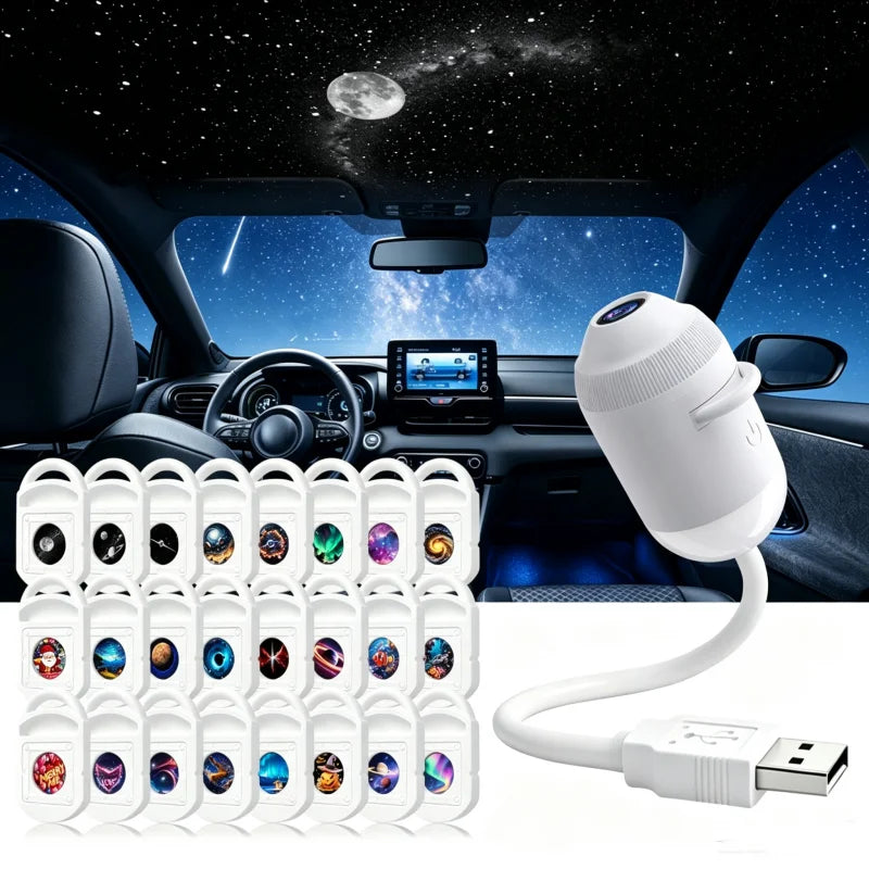 New Usb Star Sky Projector Light Romantic Galaxy Ambience Lamp Car Interior Decor Bedroom Night Light Starry Projection Lamp
