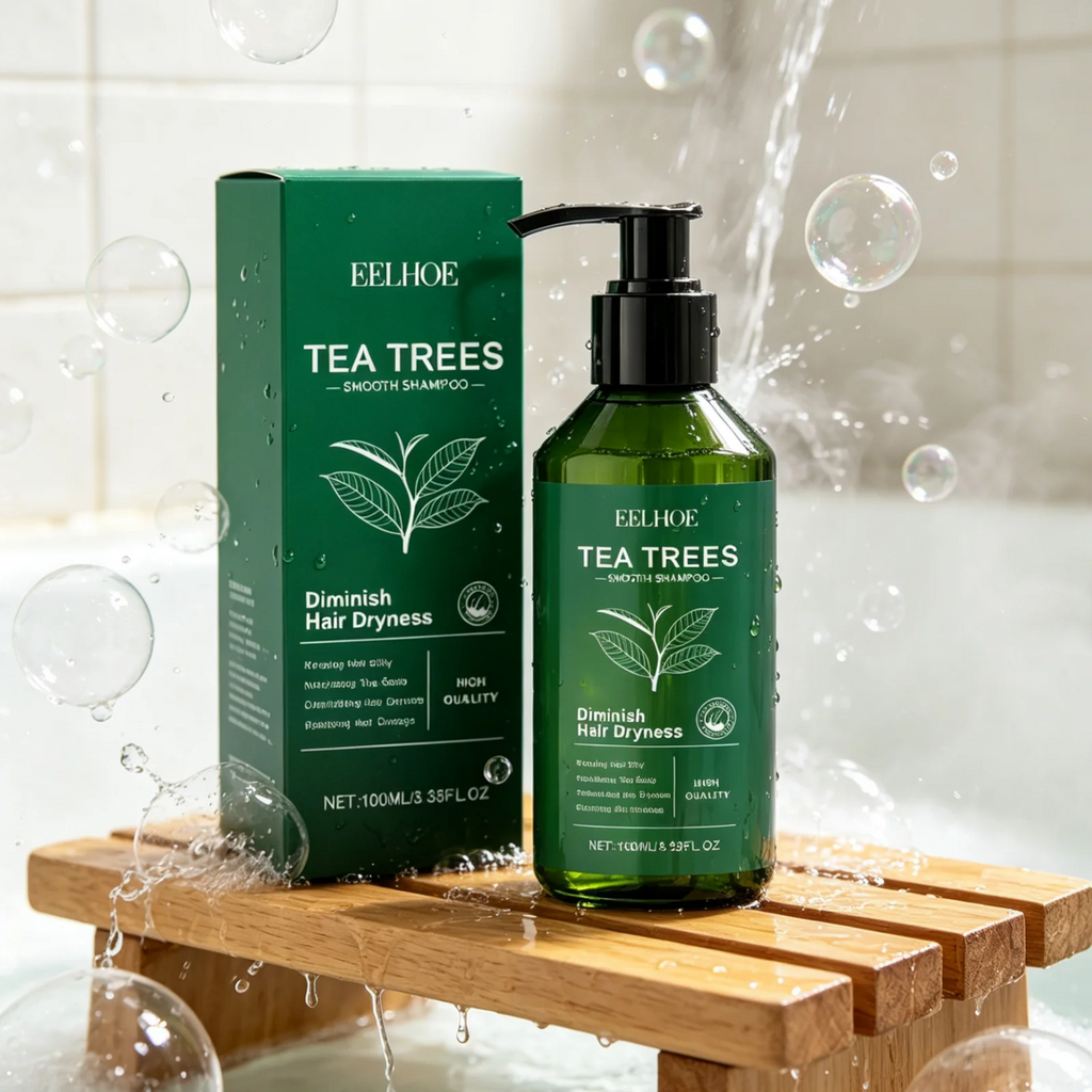 EELHOE Tea Trees Smooth Shampoo Deep Nourishing Anti Dryness Reduce Split Ends Oil Control Refreshing Mild Natural Shampoo 100ml
