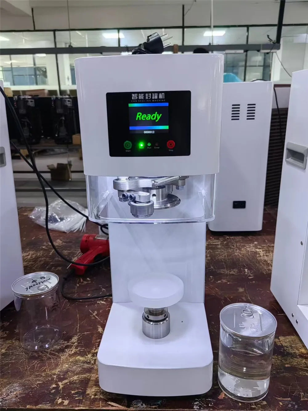 Automatic Juice Cup Drinks Sealing Machine Can Sealing Machine Jar Sealing Machine Non Rotary Plastic Tin Jar Beer Cans Seamer
