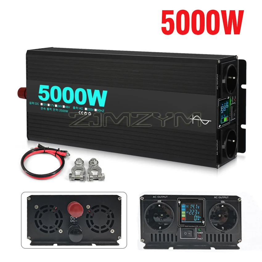4000W 5000W 6000W High-power Solar Pure Sine Wave Inverter 12V 17V 24V 48V To 220V