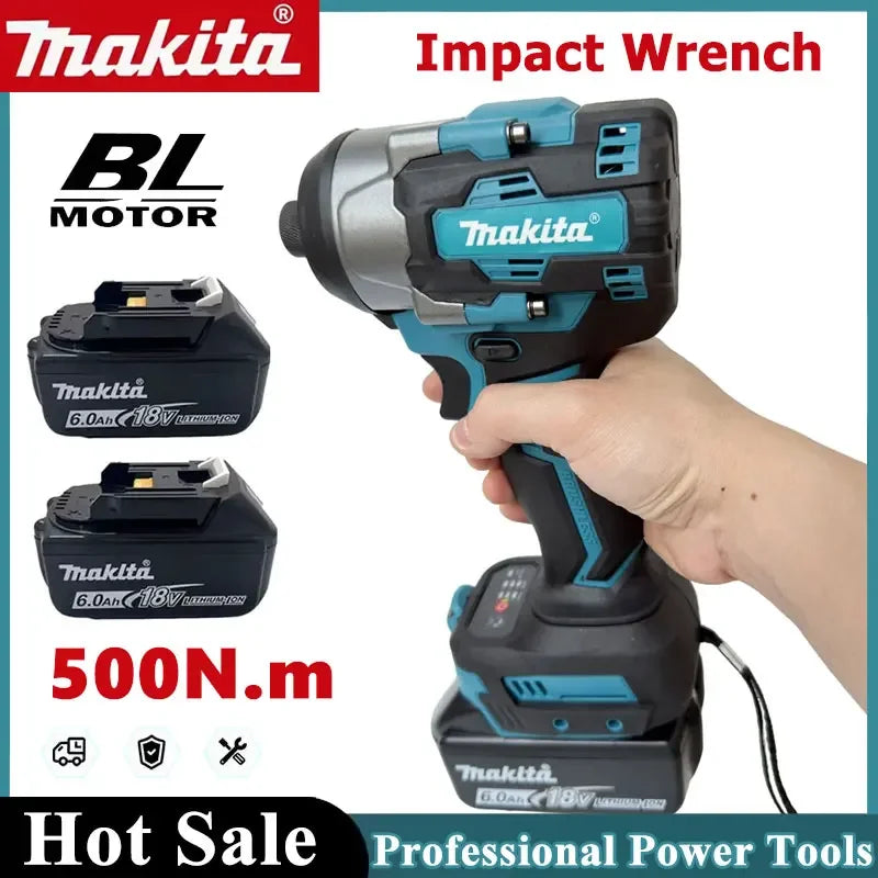 Makita 500Nm Impact Wrench Brushless Cordless 18V High Torque Electric Tool for Steel Construction & Large Equipment Repair