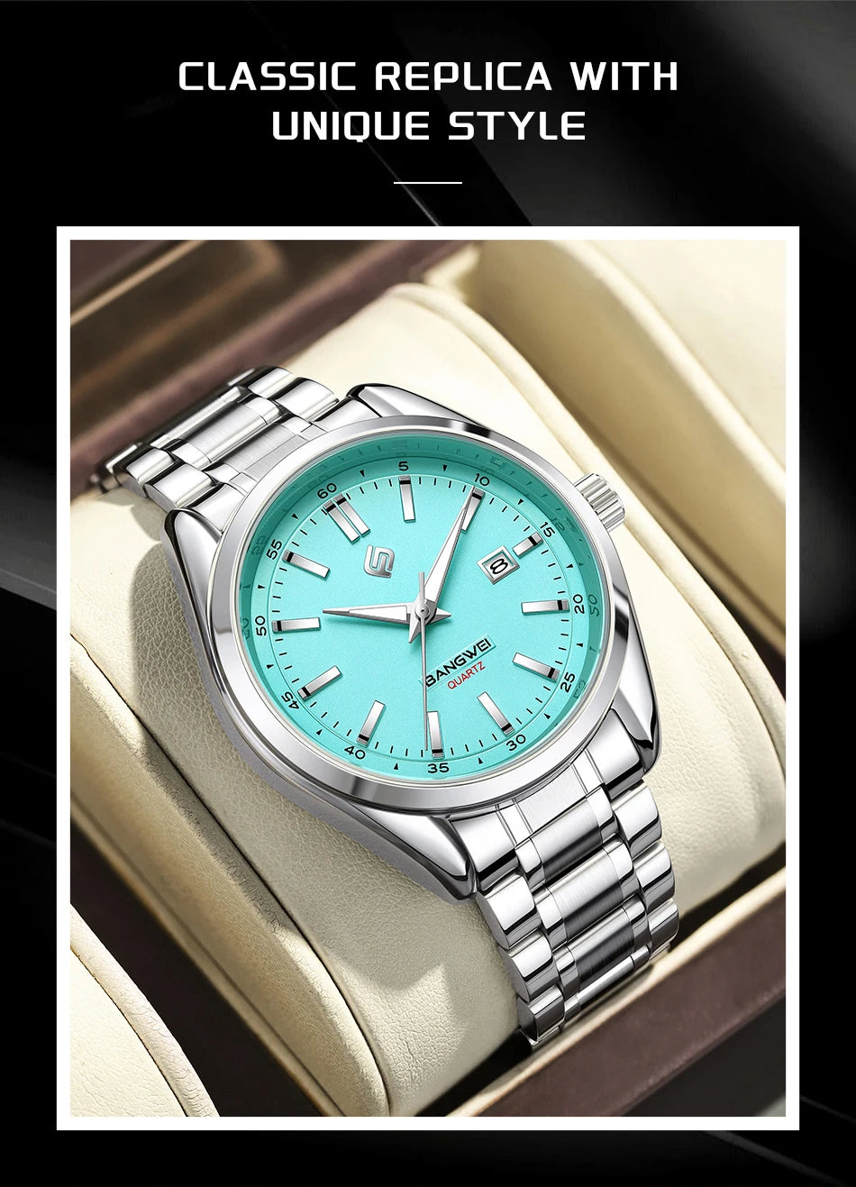 BANGWEI 2025 Business Men's Watch Waterproof Stainless Steel Quartz Watch Luminous Fashion Calendar Watches for Men Reloj Hommes