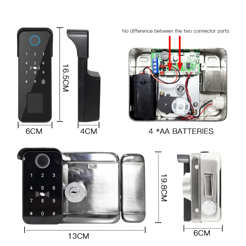 Tuya Bluetooth-compatible App Waterproof Fingerprint Smart Door Lock Gate Password RFID Card Rim Bolt Lock Electronic Door Lock