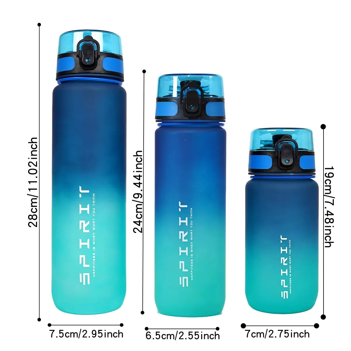 600ml/750ml/1000ml Large Capacity Sports Water Bottle Gradient Color Plastic Cup Drink Items Outdoor Beach Travel Portable Gym