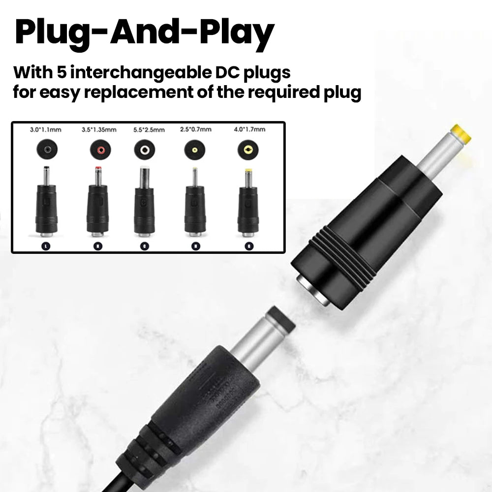 5 in 1 USB to 5V DC Power Cable 5.5 * 2.5mm Jack Charging Cord with 5 Selectable Connector Universal Power Cable for TV Box