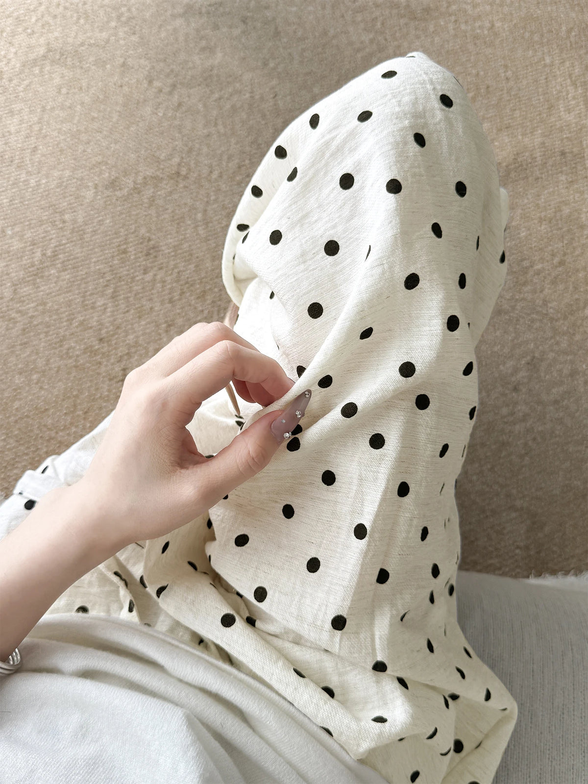 Linen Polka Dot Wide-Leg Pants for Women's Summer, Thin High-Waisted Loose and Laid-Back Style Yamamoto Pants, Casual Straight-L