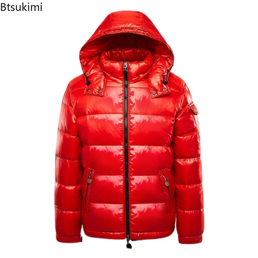 2026 Fashion Waterproof Short Cotton Jackets Men's Black Lightweight Snow Parkas High Quality Glossy Parkas Winter Jackets Male