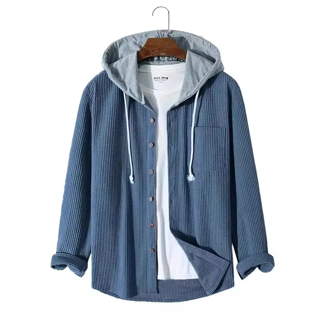Men Cardigan Single Breasted Hoodies Hooded Sweatshirts Spliced Button Long Sleeve Outerwear Casual Sports Pockets Loose