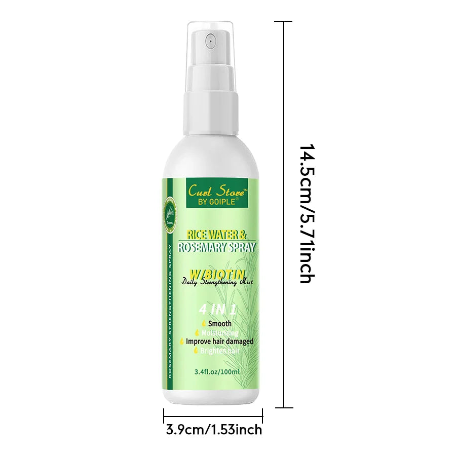 Goiple Rice Water and Rosemary Spray for Strengthening Hair Essential Oils Infused with Biotin Scalp Treatment Mist for  Damaged