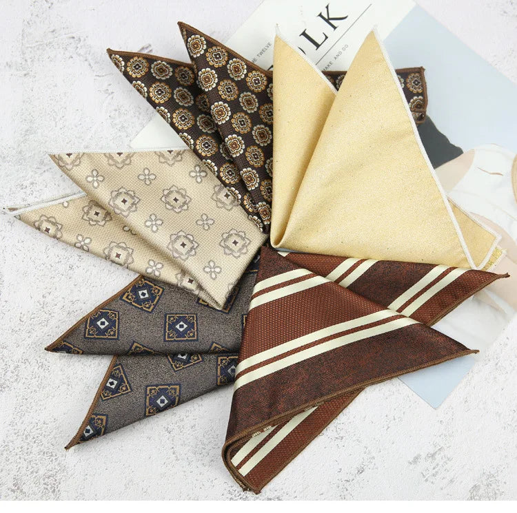Maillard Men's Suit Pocket Towel Dress Chest Towel Retro Suit Coffee Pattern Small Square Scarf Wedding Fashion 22*22cm