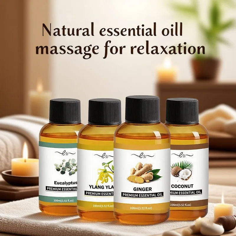 Lavender Ginger Herbal Massage Oil 100ml - Coconut Chamomile Infused, Hair Care & Full Body Massage, Relaxing Meridian Oil, Natu