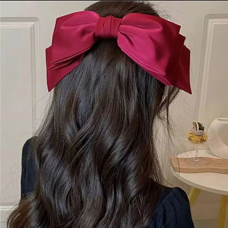 1pc Elegant Large Bow Hair Clip Multi-Layer Satin Spring Hairpins for Women Girls Fashion Sweet Retro Hair Accessories