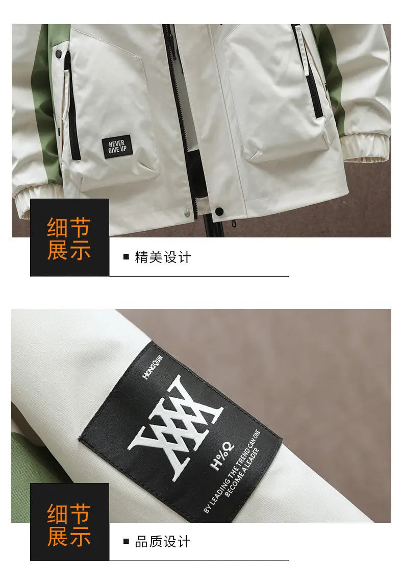 Men's High Streetwear Fashion Hooded Jackets 2026 Spring Autumn Loose Casual Coats Youth Outdoor Sports Windbreaker Top Clothing