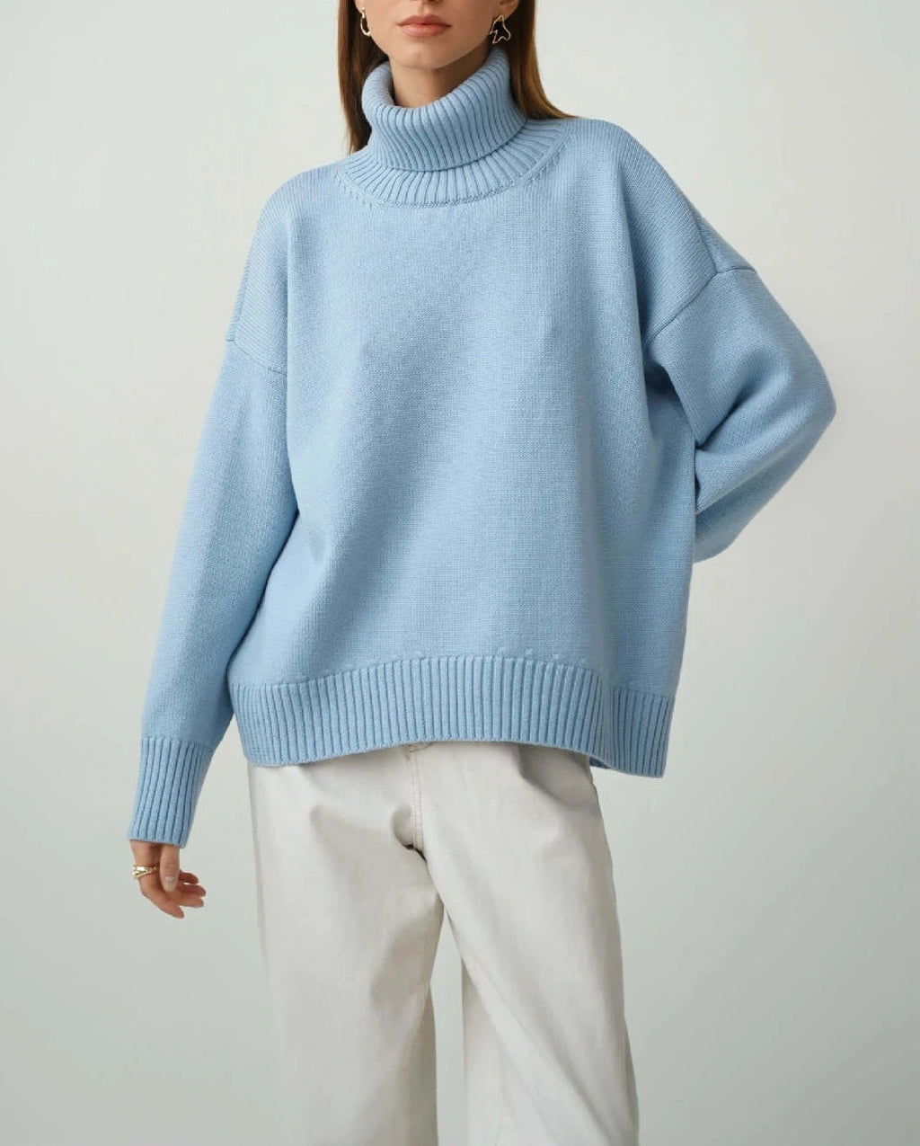 Bornladies Women Turtleneck Sweater CHIC Autumn Winter Thick Warm Pullover Top Oversized Casual Loose Knitted Jumper Female Pull