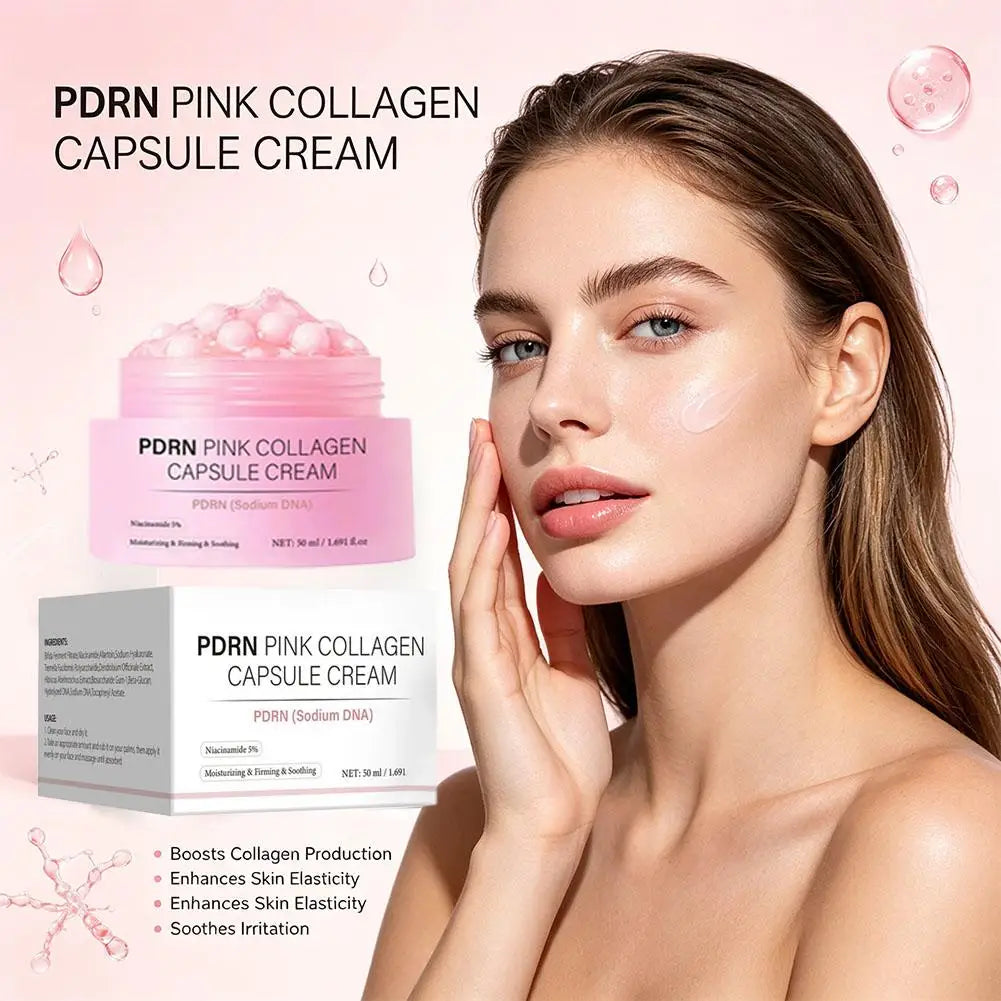 PDRN Collagen Capsule Cream with Niacinamide Rejuvenating Face Moisturizer Lightweight Plumping Cream Glow Skin Tone Skin Care