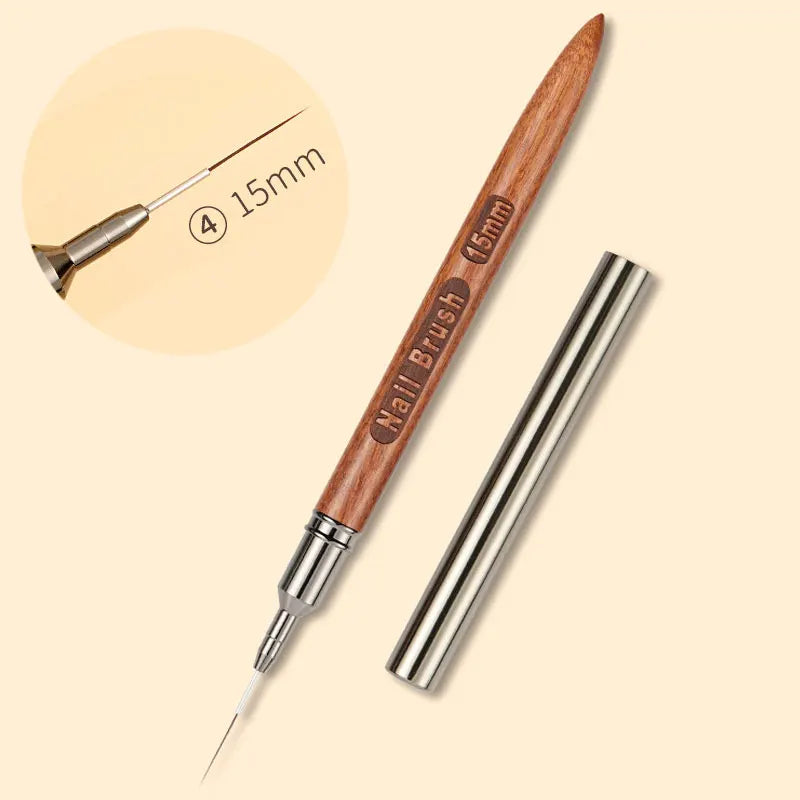 Nails Art Liner Brushes Wooden Handle Phototherapy Acrylic UV Gel Brush for Elongated Lines Painting Professional Manicure Tool