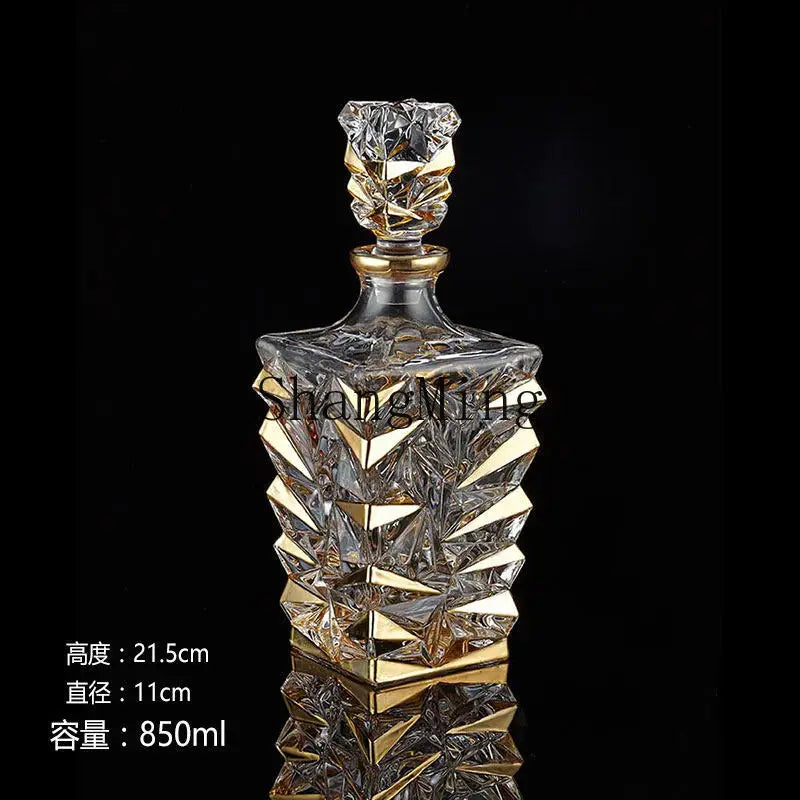 DSA crystal glass wine bottle gold-painted creative household whiskey bottle with lid white red wine decanter