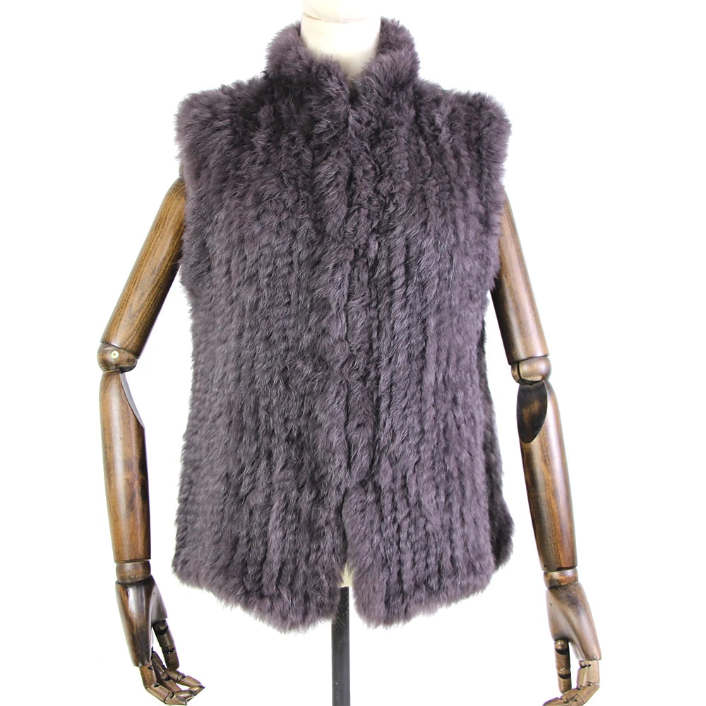 17 colors woman girl real rabbit fur vest jacket spring winter warm genuine rabbit fur knit coat vest black beige
