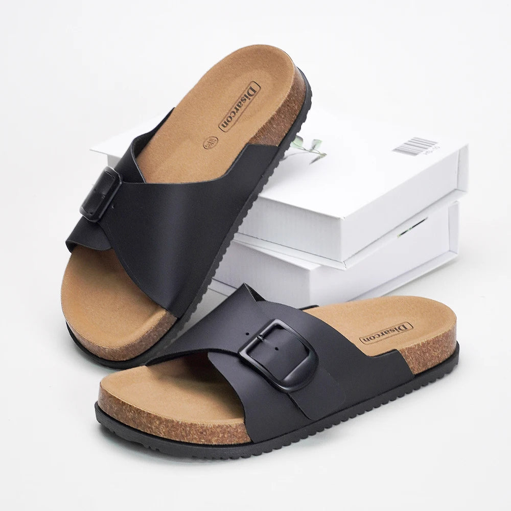 Cross-Strap Single-Strap Slippers for Women, Adjustable Buckle Sandals, Comfortable Flat Shoes for Outdoor Daily Use