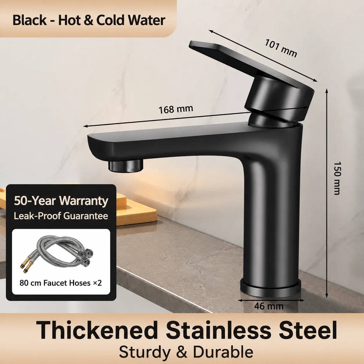 304 Stainless Steel Bathroom Sink Faucet Hot Cold Mixer Tap Single Handle Washbasin Water Faucet for Bathroom Vanity