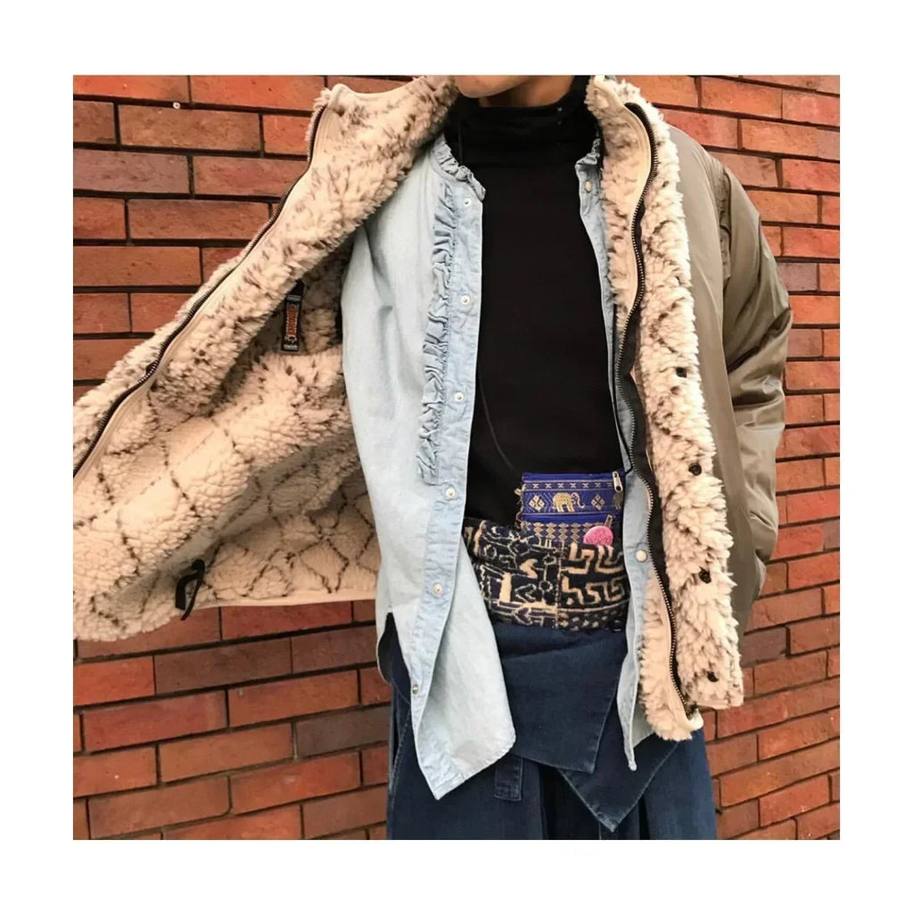 KAPITAL Fleece Wear on Both Sides Zipper Long Sleeve Japan Style Loose Jacket Men and Women Cashmere Coats