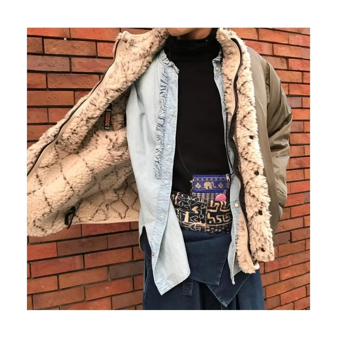KAPITAL Fleece Wear on Both Sides Zipper Long Sleeve Japan Style Loose Jacket Men and Women Cashmere Coats