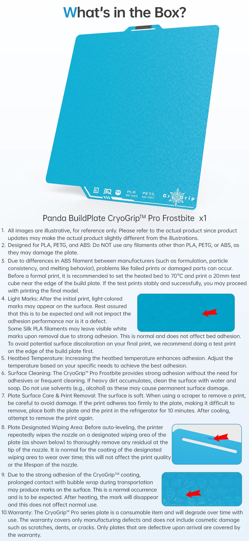 BIQU Panda Build Plate CryoGrip Pro Coating No Clog Spring Steel Double-sided for BambuLab Voron Kobra Adventurer 5M 3D Printer
