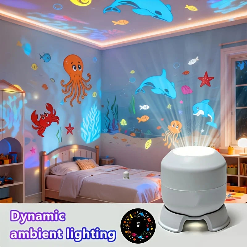 LED Starry Ocean Projector Light, 360° Rotating Dynamic Projection Night Light, USB Plug-in Ambient Lamp, Decorative Lighting
