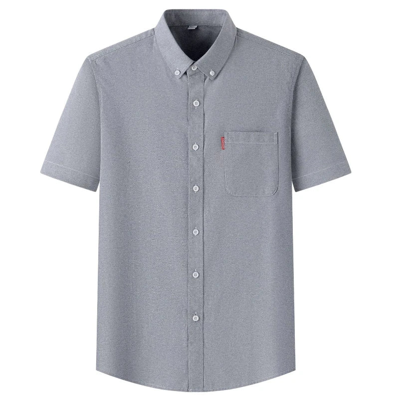 5XL 4XL Men Shirt Short Sleeves with Pockets Summer Business Solid Color Oxford 100% Cotton Men Shirt Short Sleeves White Shirt