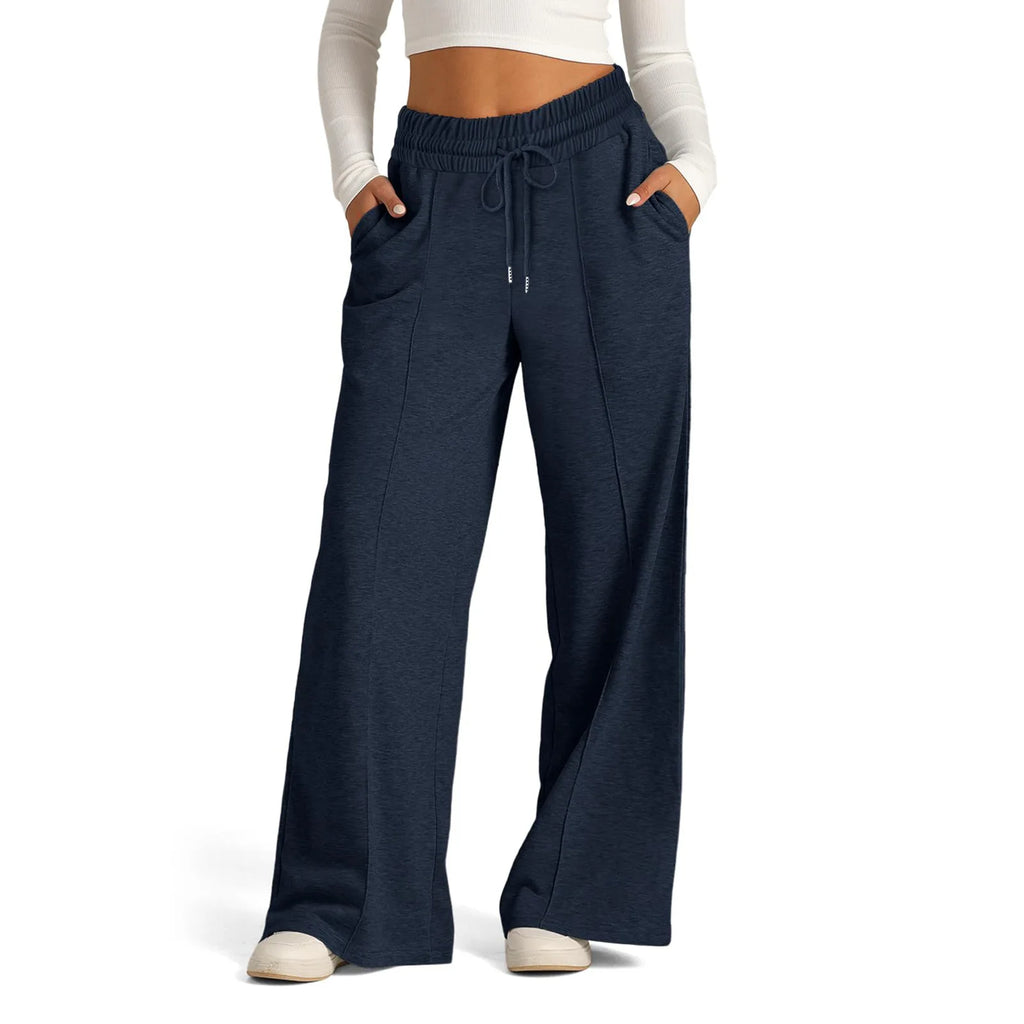 Womens Wide Leg Sweatpants High Waisted Baggy Flared Pants Drawstring Athletic Joggers Casual Daily Wear Loose Yoga Sports Pants