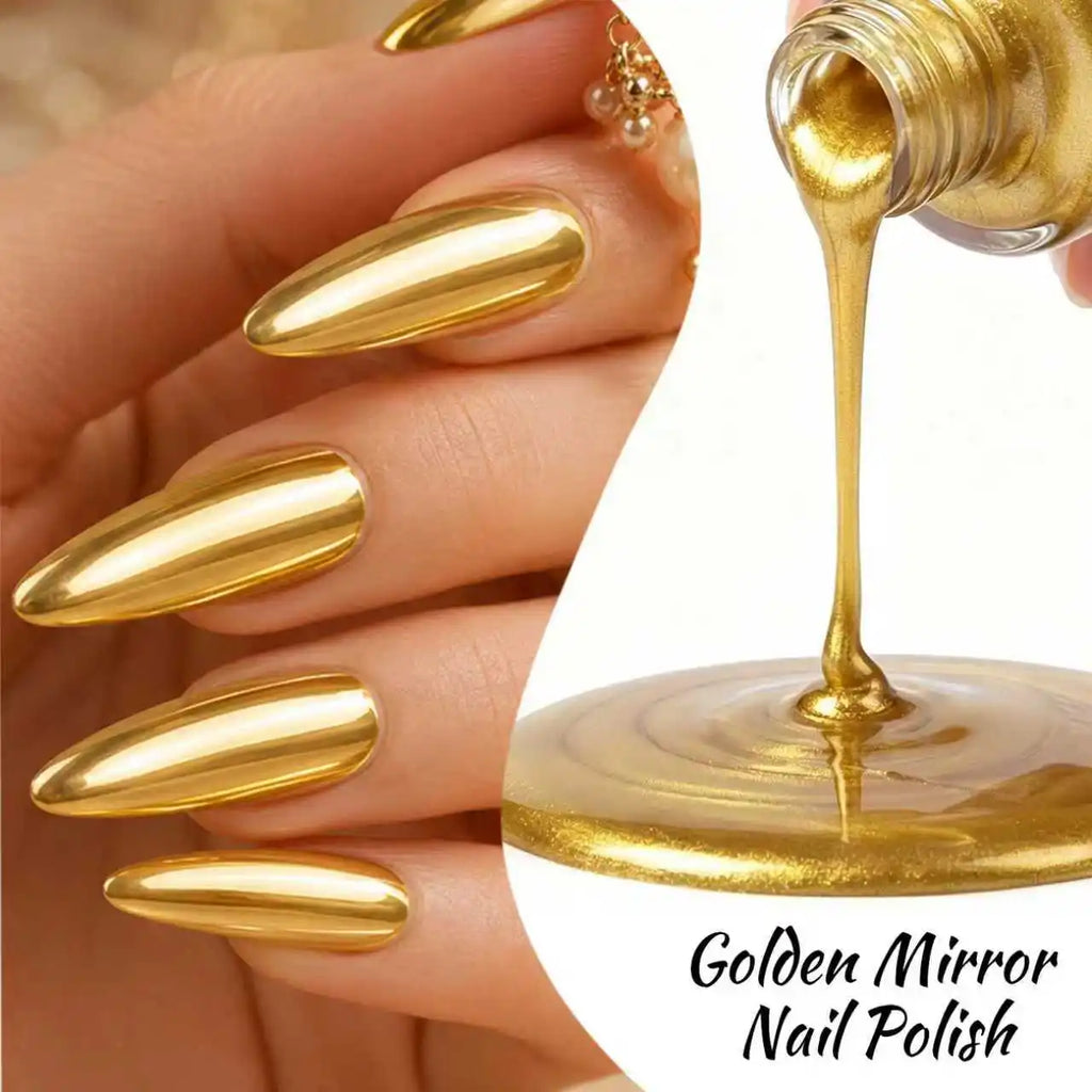 10ml Gold Metallic Nail Polish – Quick-Drying, No Lamp Required; Delivers a Long-Lasting, Natural Mirror-Like Metallic Finish.