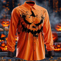 2026 Halloween Fun New Fall and Winter Yellow Shirt Halloween Party Fashion Men's Long Sleeve Tops Temperament Button Down Shirt