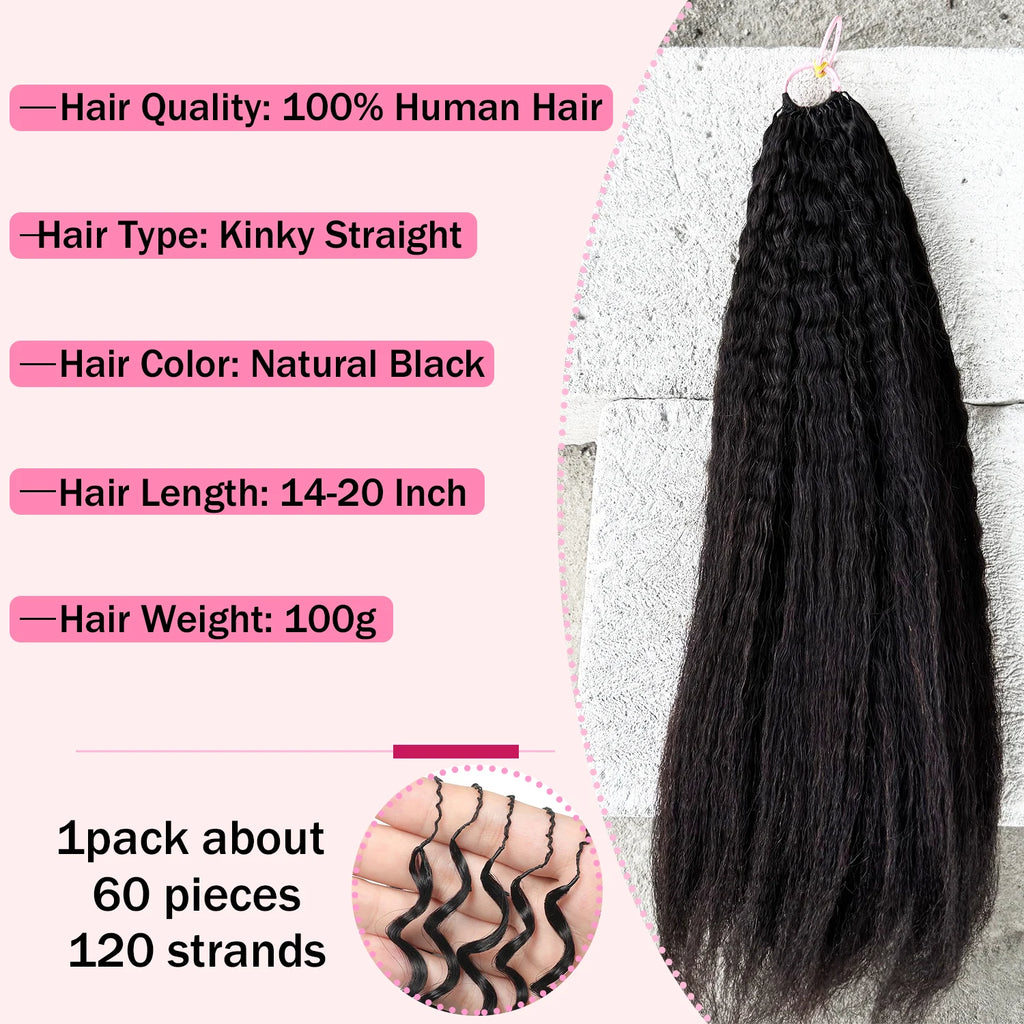 Deep Wave Crochet Hair Extensions Kinky Curly Crochet Human Hair Knotless Pre-Separated Crochet Feather Hair Extensions