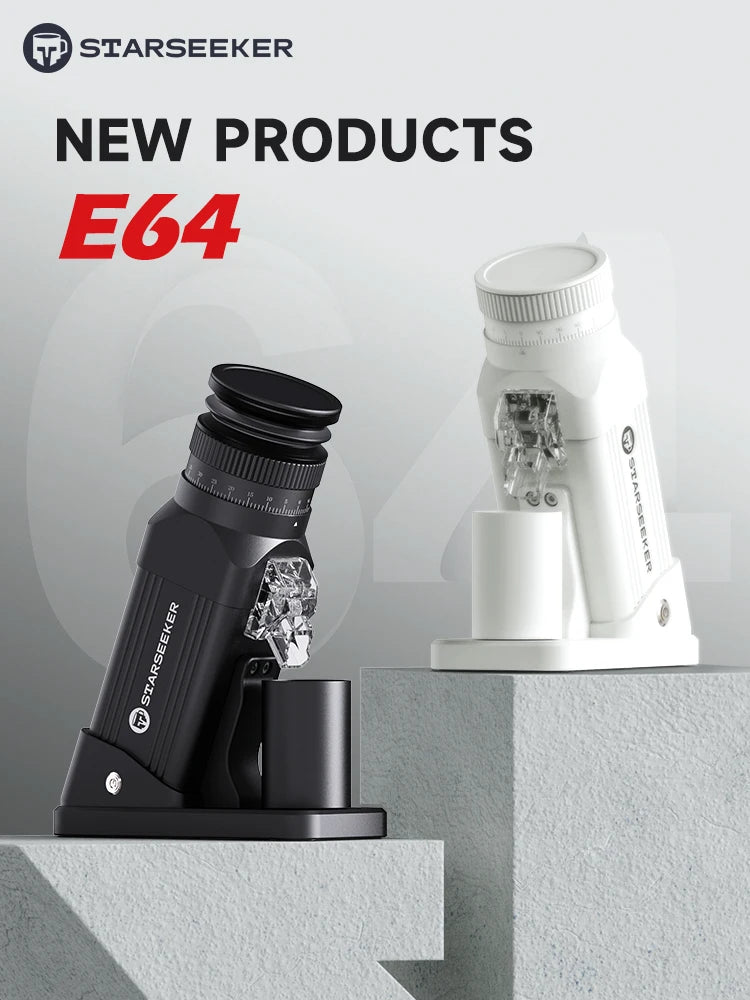 STARSEEKER E64 Electric Coffee Grinder 64MM Espresso Titanium Flat burr Stepless Fineness Adjustment Home Bean Grinder Black