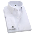Men's Slim Fit French Cufflink Shirt Long Sleeves Double Cuff Solid Color High End Wedding Formal Dress Casual Men's Clothing