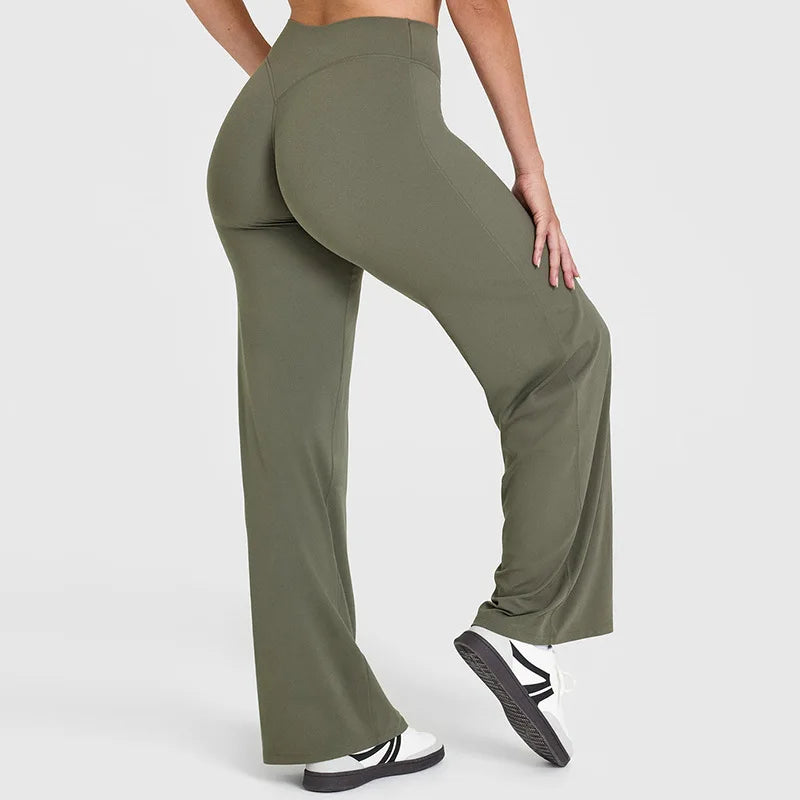 Sport Trousers Straight-Leg Pants Ultra Soft Butter Fabric Women's Mid-Waist Yoga Pants GYM Naked Feel Pilates Running