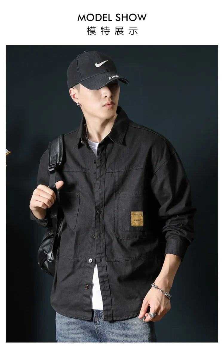 Oversized Men's Long Sleeve 100% Cotton Shirts Male Tops Big Size Fashion Casual Jacket Loose Fit Spring Outwear Plus Large 7XL