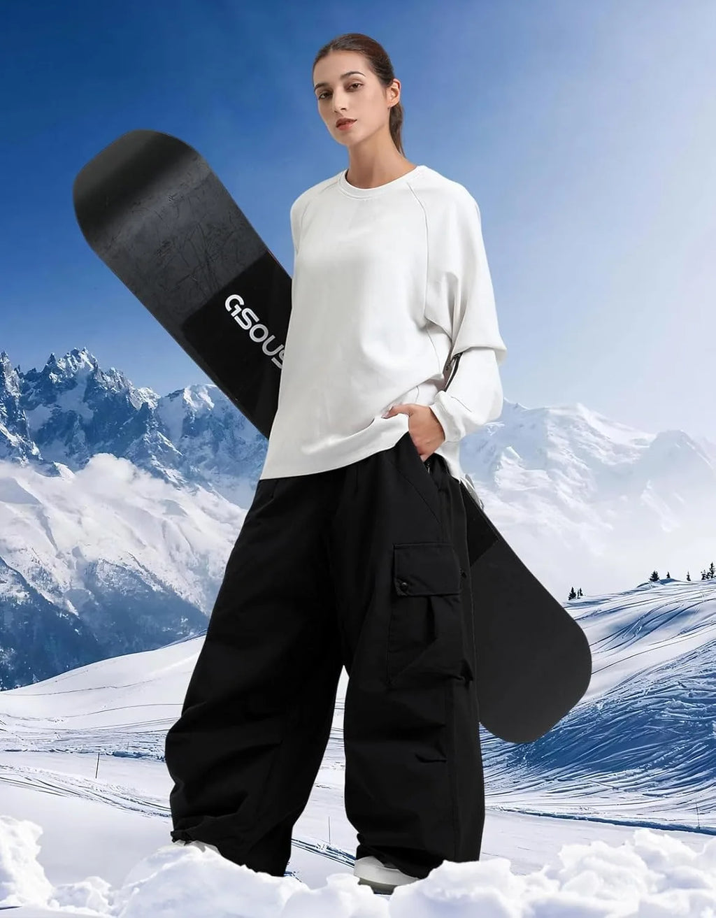 GSOU SNOW 2025 Loose Skiing Pants Snowboard Sport Trousers Outdoor Waterproof Windproof Ski Wear Winter Warm Female Ski Britches