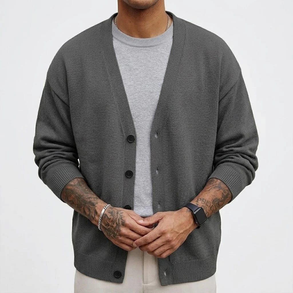 Autumn Men's Long Sleeve Knit Cardigan Sweater Solid Color Button Down Casual Warm Knitted Jacket for Winter Outwear Streetwear