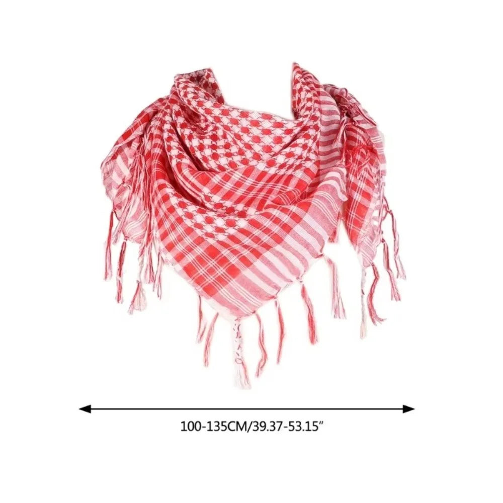 New Large Arab Shemagh Headscarf with Tassel Costume Head Neck Scarf Bandana Keffiyeh for Men Women