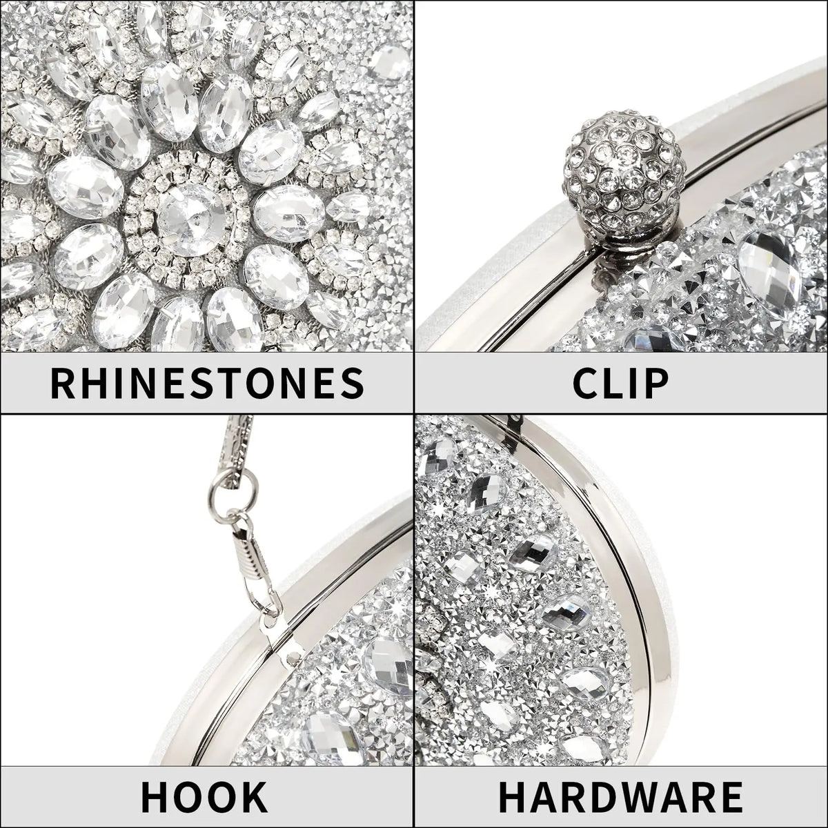 Women's Evening Bags Sparkly Rhinestone Clutch Purses Luxury Handbags