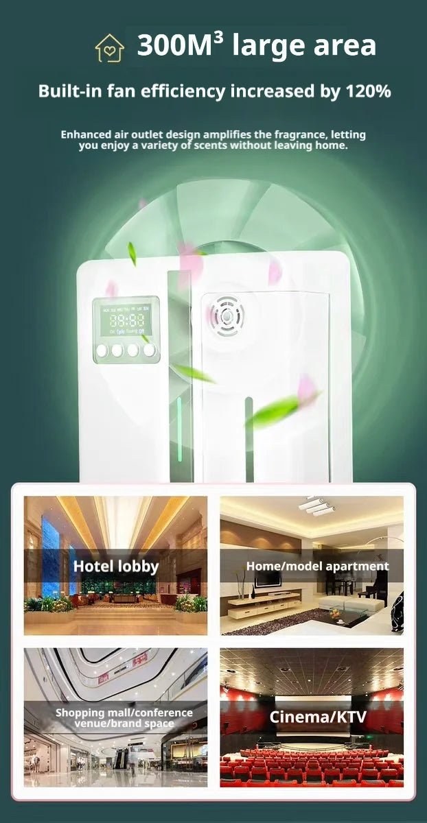 Smart Aroma Diffuser 300m³ Built-in Pressurized Fan Nano Mist Atomization Waterless Essential Oil Scent Machine for Home Hotel