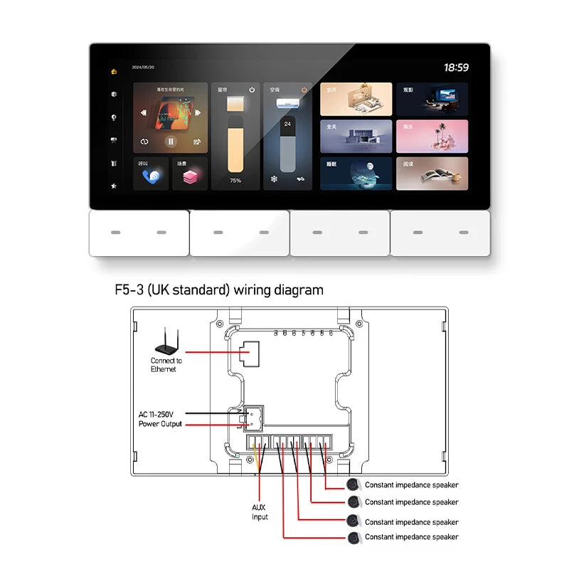 Smart Audio System WIFI Tuya Home Control Panel Built in ZIGBEE gateway IR Bluetooth wall Amplifier Ceiling Speaker Music Player