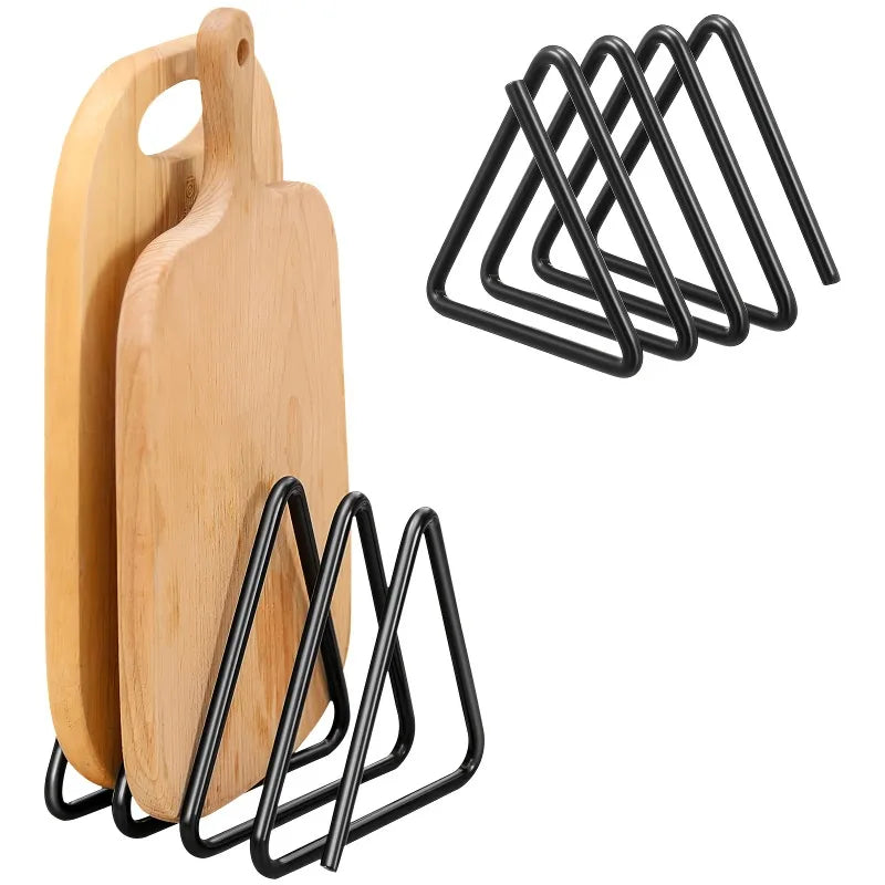 Sturdy Kitchen Storage Shelf , Heavy-Duty Metal Cutting Board Organizer-Space-Saving Kitchen Storage Rack with Triangular Design