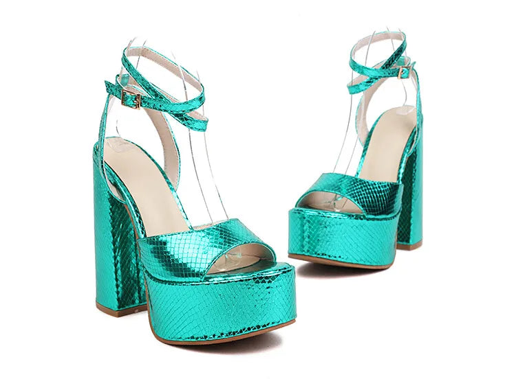 Big Size Oversize Large Size Sandals for Women and Ladies | Thick-Soled Thick Heeled Super High Heeled Sandals for Banquet Weddi