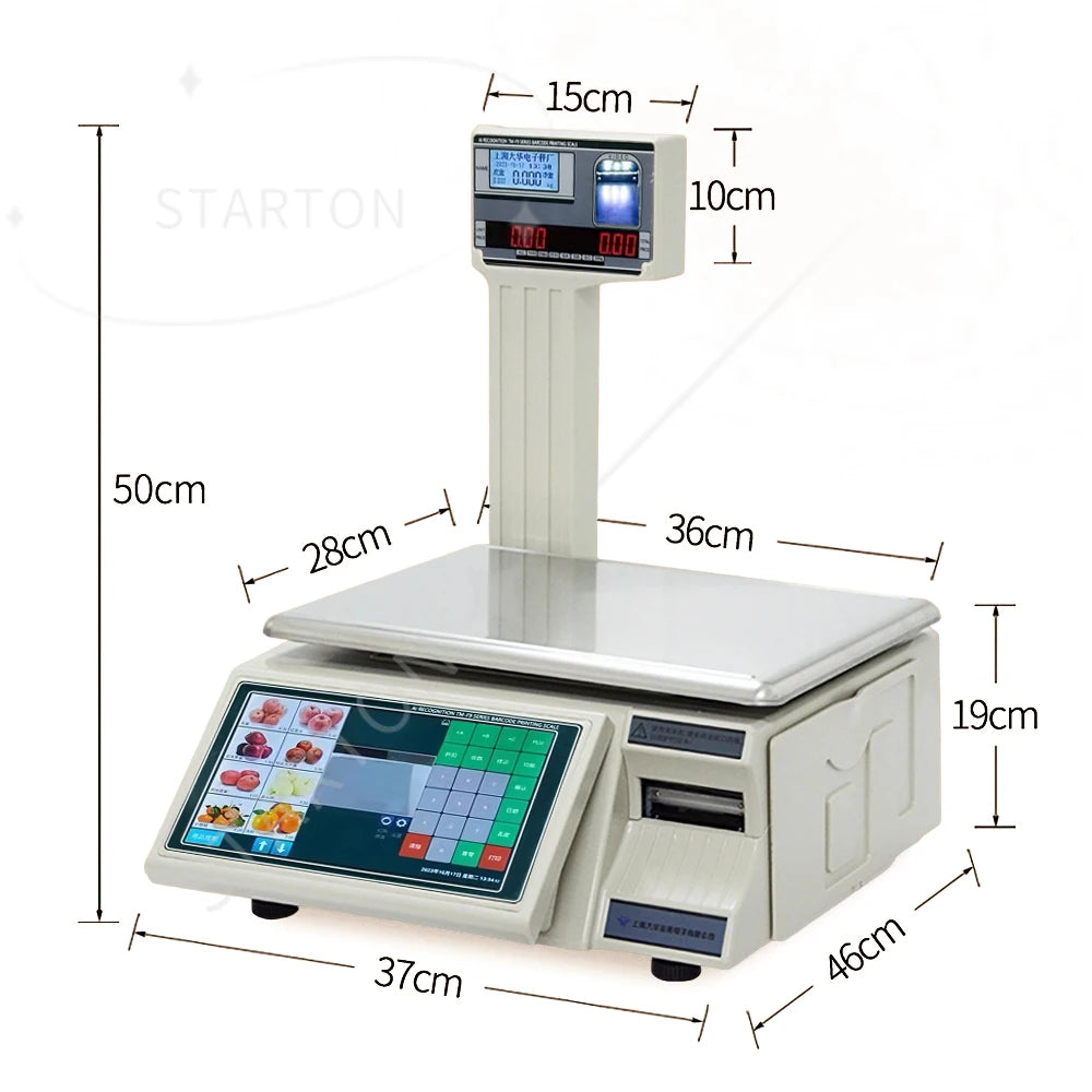 30KG LCD Barcode Label Printing Scales Retail Shop Cash Register Price Computing Scale  Electronic